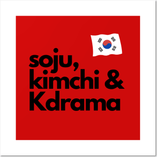 Soju Kimchi and Kdrama with South Korean Flag Posters and Art